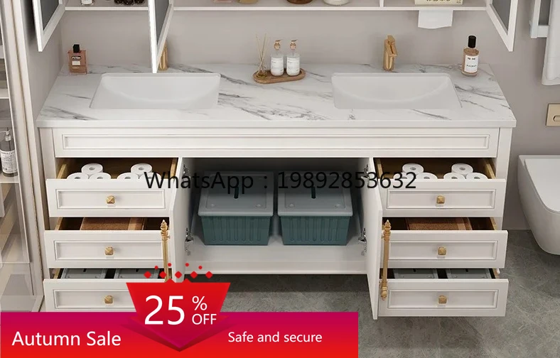 

Double Basin Bathroom Cabinet Set Freestanding Simple Smart Double Washstand Cabinet