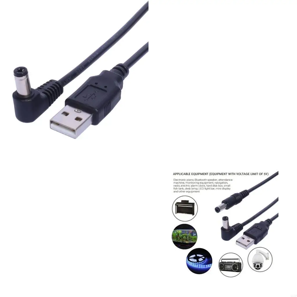 462E Reliable USB to DC5.5 x 2.1mm Power Cord for Radio Alarm Clock 20AWG Power Cable