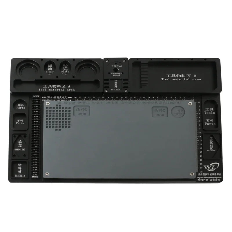 Imagem -04 - Multifunction da Liga de Alumínio Trinocular Microscópio Telefone Plataforma Reparo Solda Suporte Base Worktable para Câmera Vídeo