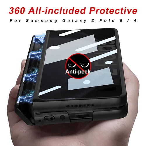 엿보기 방지 유리 마그네틱 힌지 케이스, 삼성 갤럭시 Z 폴드 5 아머 충격 방지 매트 스탠드 하드 커버, 갤럭시 Z 폴드 4 케이스  Best5