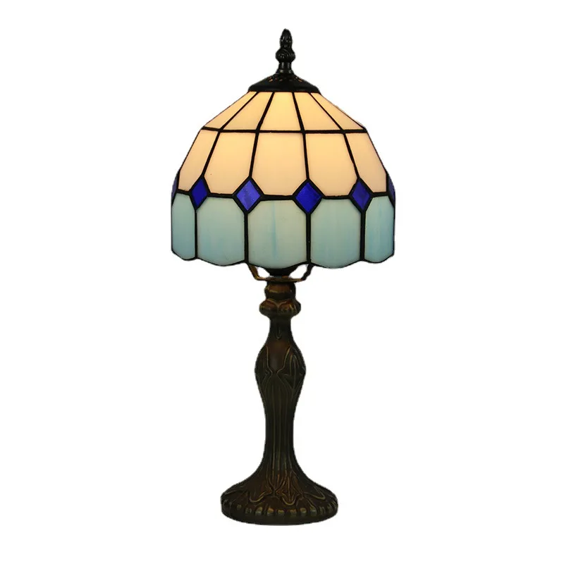 Imagem -04 - Vintage Stained Glass Shade Lamp Lâmpada de Mesa Tiffany Pol 20cm