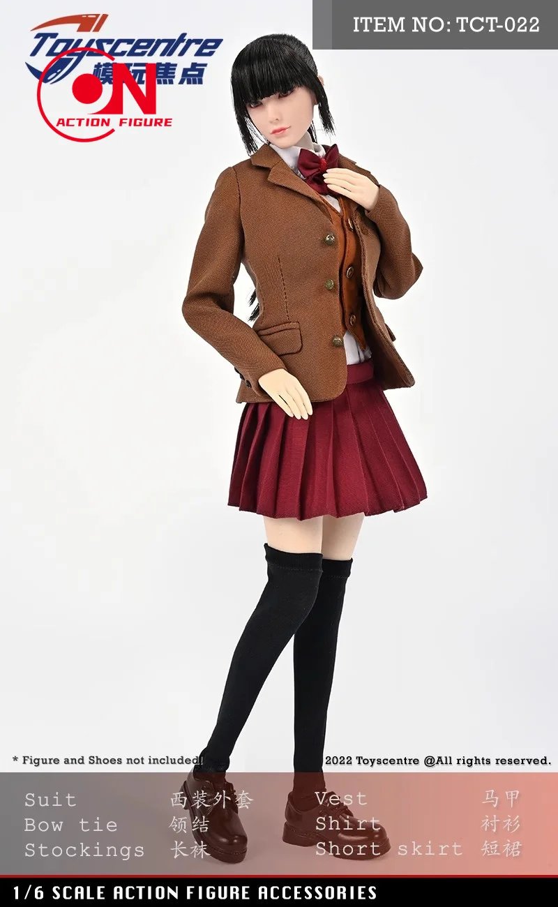 Toys centre TCT-022 1/6 Girl School JK Uniform Female Suit Shirt Pleated Skirt Set Clothes Model Fit 12'' Action Figure Body