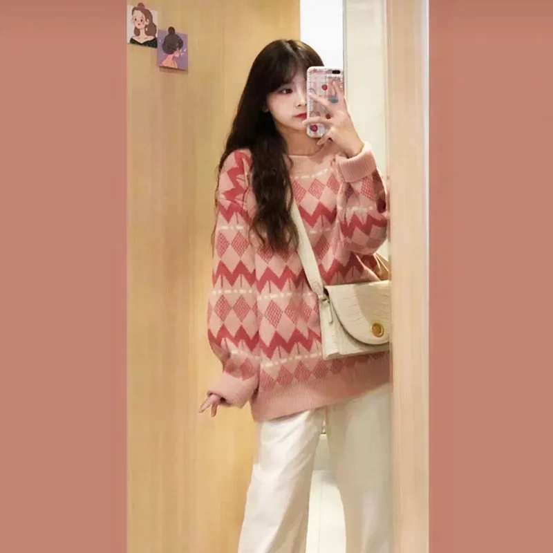 

Свитер женский толстый свободный студенческий модный универсальный топ