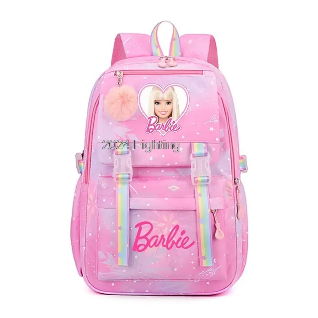 Pink Cartoon Barbie Backpacks Boy Girl Kids Gradient Ramp Women Bagpack Teens Simple Schoolbags Capcity Travel Laptop Backpack