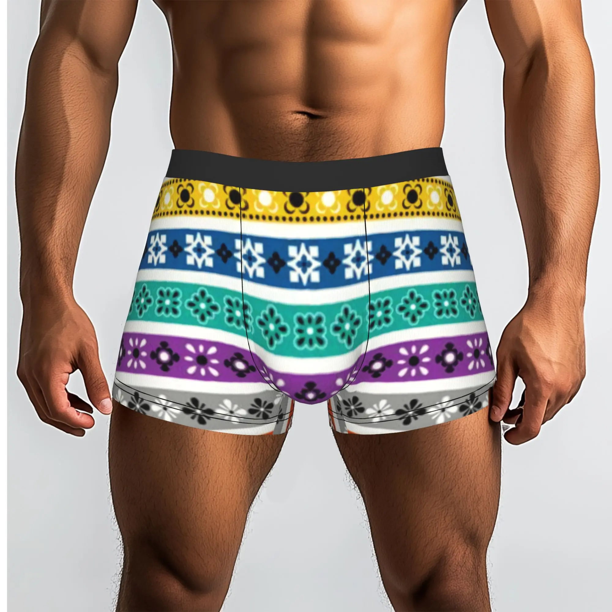 Custom Fashion Colorful Bandana Paisley Pattern Underwear Men Breathable  Boxer Briefs Shorts Panties Soft Underpants For Homme