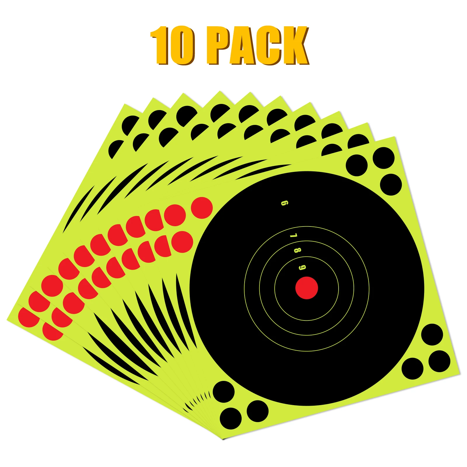 Shooting Targets Splatter Self-Adhesive Shooting Targets Stickers 10 Pack Bullseye Fluorescent Yellow Shooting Target 6 Inch