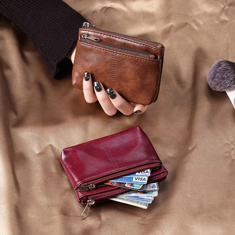 Soft Leather Womens Coin Purse Small Cute Zipper Wallet Mini Ladies Purse Key Pouch Credit Card Holder Money Pocket