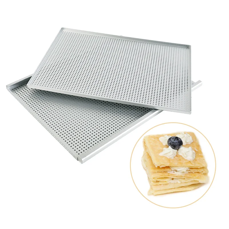 

intop Baking Tools Mille Feuille Puff Pan Pastry Tray Perforated Baking Pan Dish Bread Baking Tray Napoleon cake mold for Oven