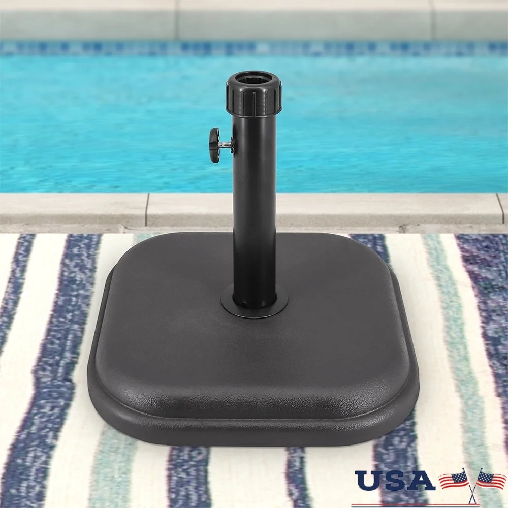 

24lbs Outdoor Umbrella Base Square Stand Resin Heavy Duty Rust Resistant Antique Design Patio Table 1.5in Pole