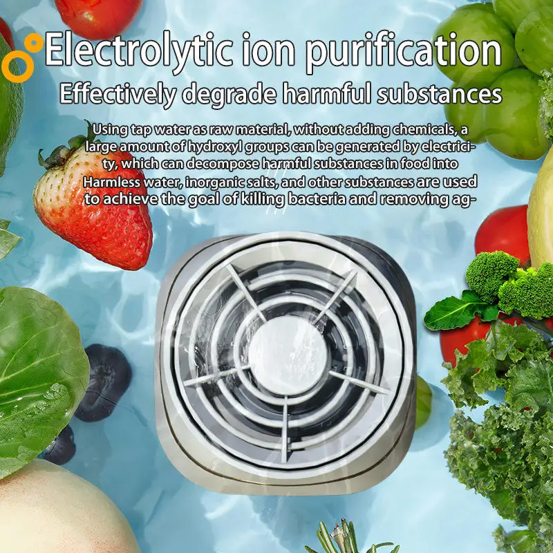 201A Wireless Charging Rotating Eco-friendly Plastic Fruit Vegetable Washer with Bacteria Removal Pesticide Residue Removal