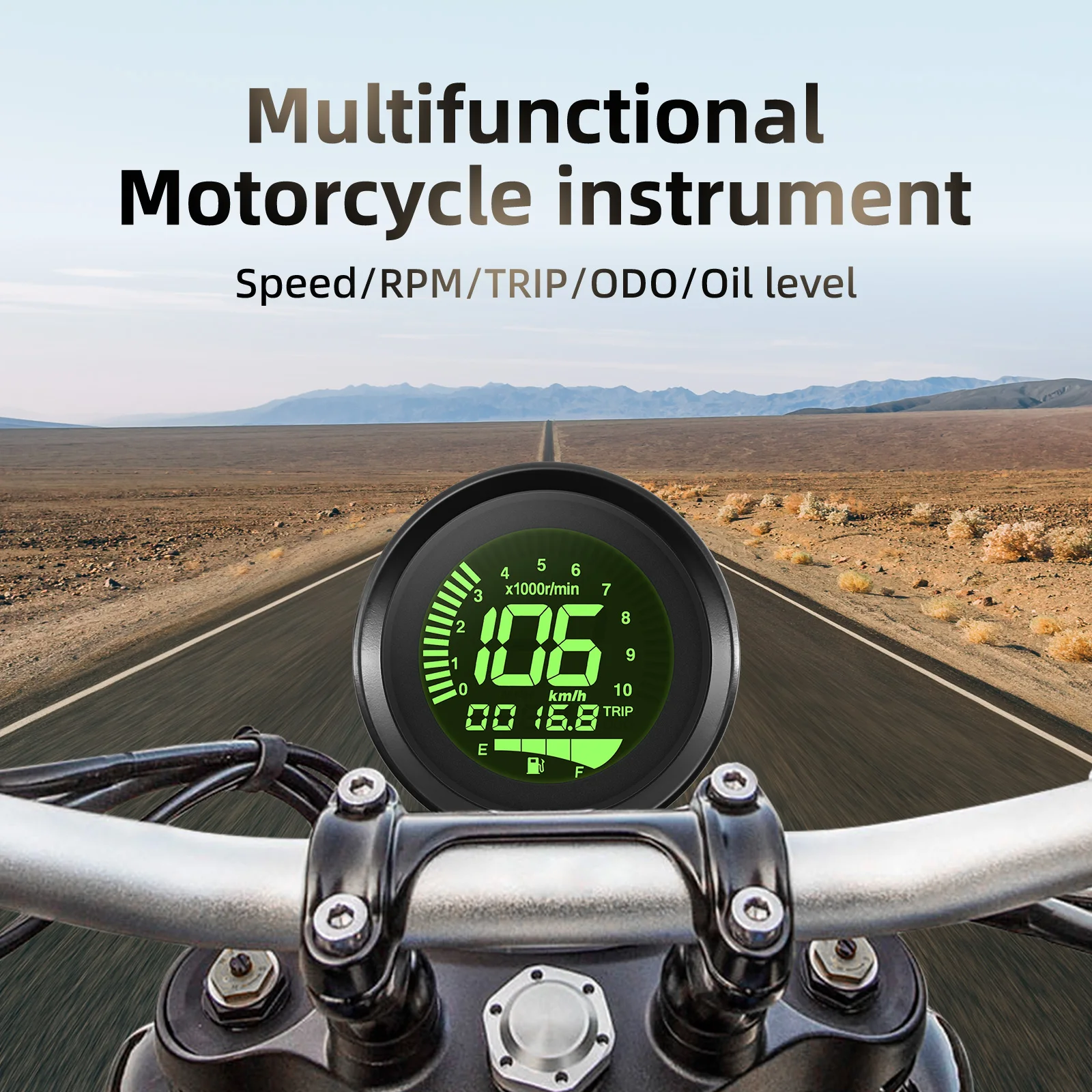 7 Color LED Motorcycle Speedometer Digital Moto Scooter ATV Retro Dashboard RPM Instruments Oil Gauge Meters for 12V Universal