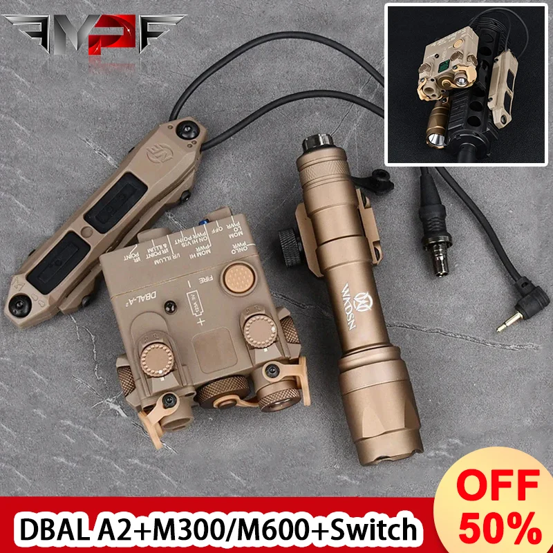 

Tactical DBAL-A2 Red Green Blue LED White light Laser point indicator M300 M600 Flashlight With dual control Pressure Switch