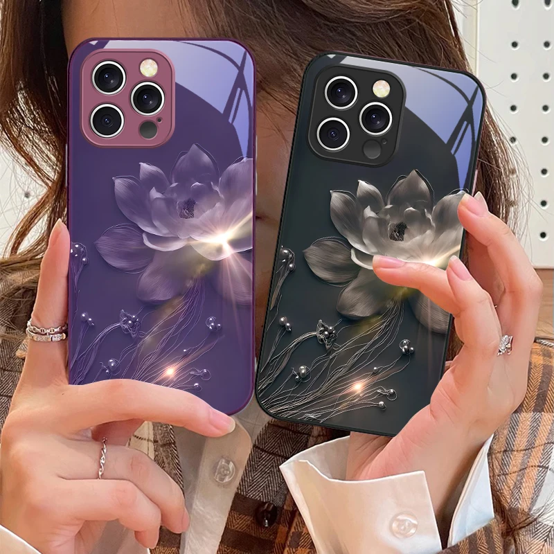 

Misty and gentle flowers For iPhone 17 Air 16 E 15 14 13 Plus 12 mini 11 17 Pro Max XR Xs Max 16E 7 8 Tempered Glass Phone Case