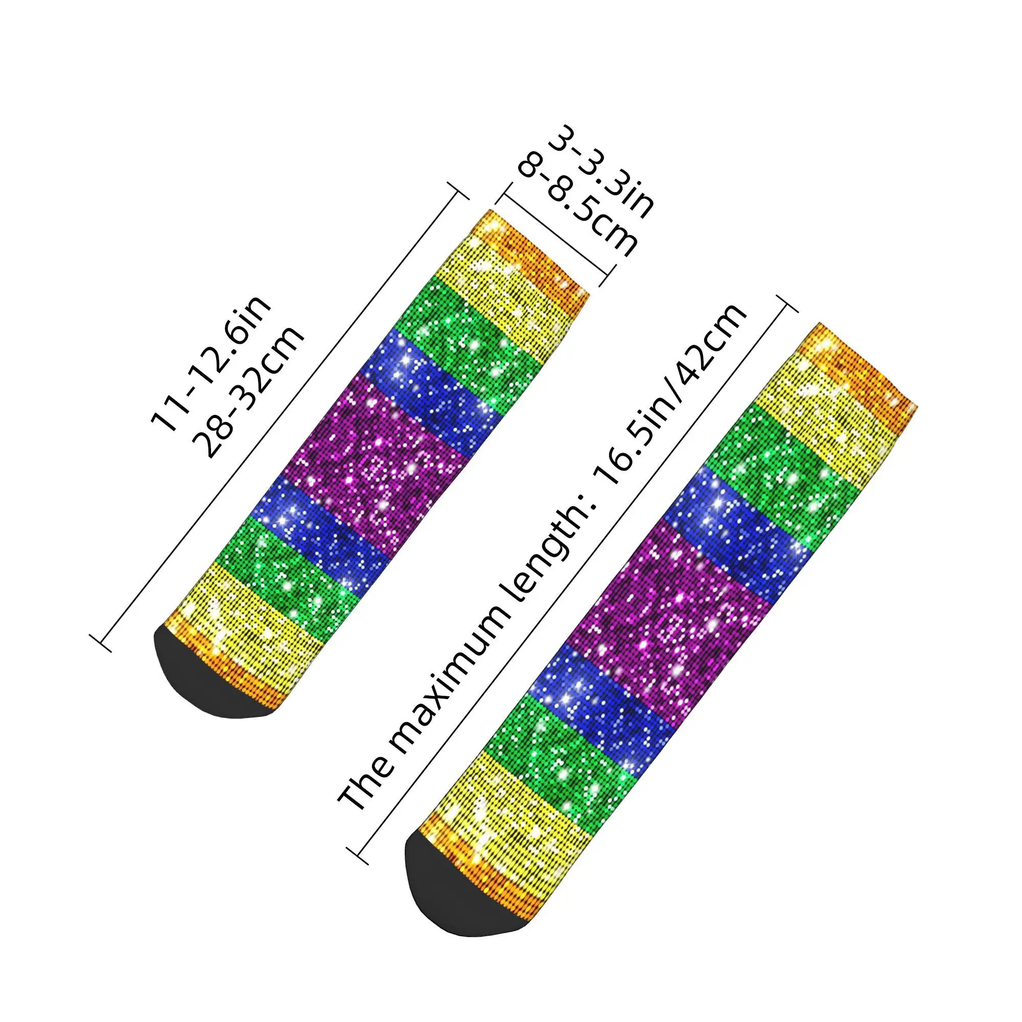 Calzini lesbici gay LGBT con bandiera dell'orgoglio arcobaleno con glitter finti Calze Harajuku Calzini per tutte le stagioni Accessori per regali unisex