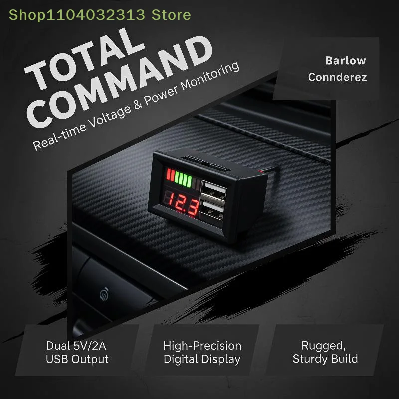 petiteDual USB LED Digital Voltmeter Realtime Battery Capacity Display Fast Charging for Camping Portable Power Station