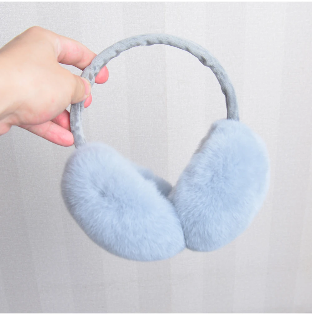 Rex Rabbit Fur Hang Ear Cover Warm Winter Earmuffs Headwear Ear Muffs Fur Earmuffs Cold Ear Warmer Fold Ear Protection Headband