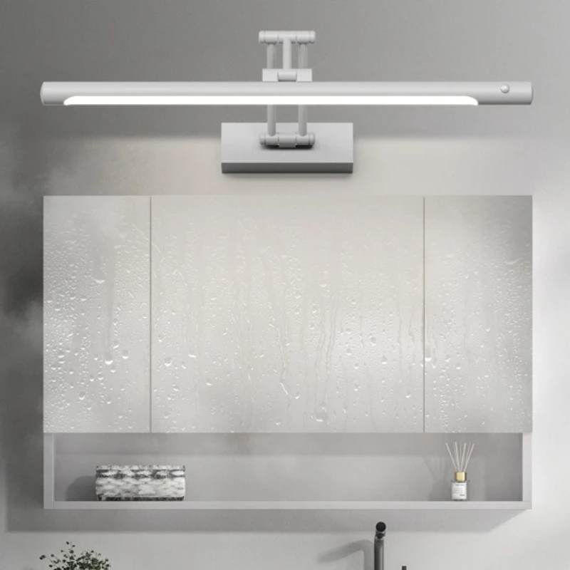 Minimalist Human Body Sensor Mirror Front Wall Lights Bathroom Telescopic Rocker Arm Wall Sconces Bathroom Mirror Cabinet Makeup