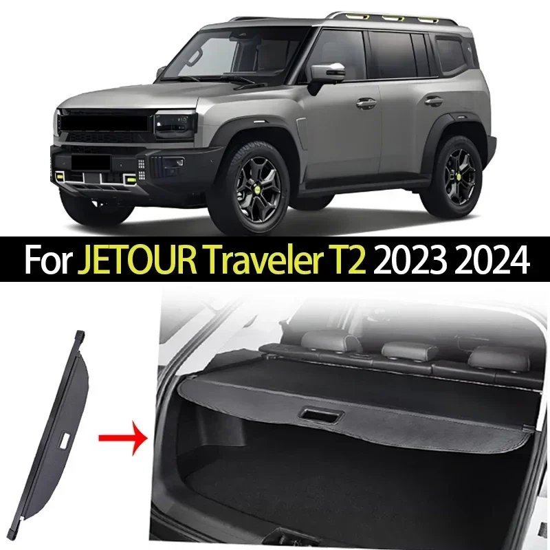 Car Trunk Cargo Cover for JETOUR Traveler T2 2023 2024 Retractable Parcel Rack Waterproof Stable Shield Privacy Auto Accessories