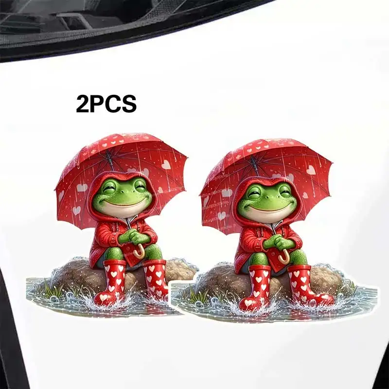 Humorous Rainy Day Frog Sticker Red Umbrella & Boot Design Waterproof Vinyl Suitable for Cars Motorcycles Laptops Q109