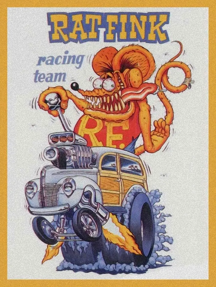 Tim Balap Wisesign Rat Fink, Ed Roth, Ayah Besar, Ayah Roth, Tanda Logam Tanda Retro Lucu