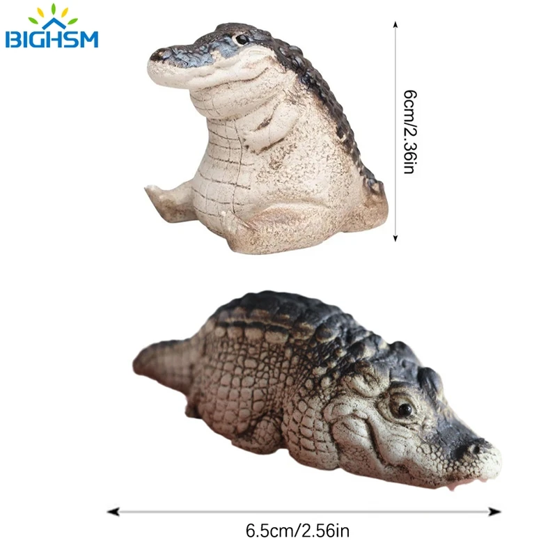 Crocodile Figurines Alligator Figure Chubby Animal Ornament Resin Garden Decoration For Lawn Desktop Or Balcony Crafts Tea Pet