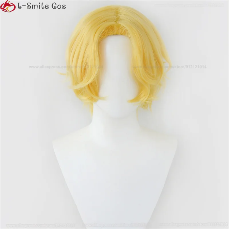 Anime Sabo Cosplay Wig Short Gloden Curly Hair Sabo Cosplay Anime Wig Heat Resistant Hair Men Halloween Party Wigs + Wig Cap