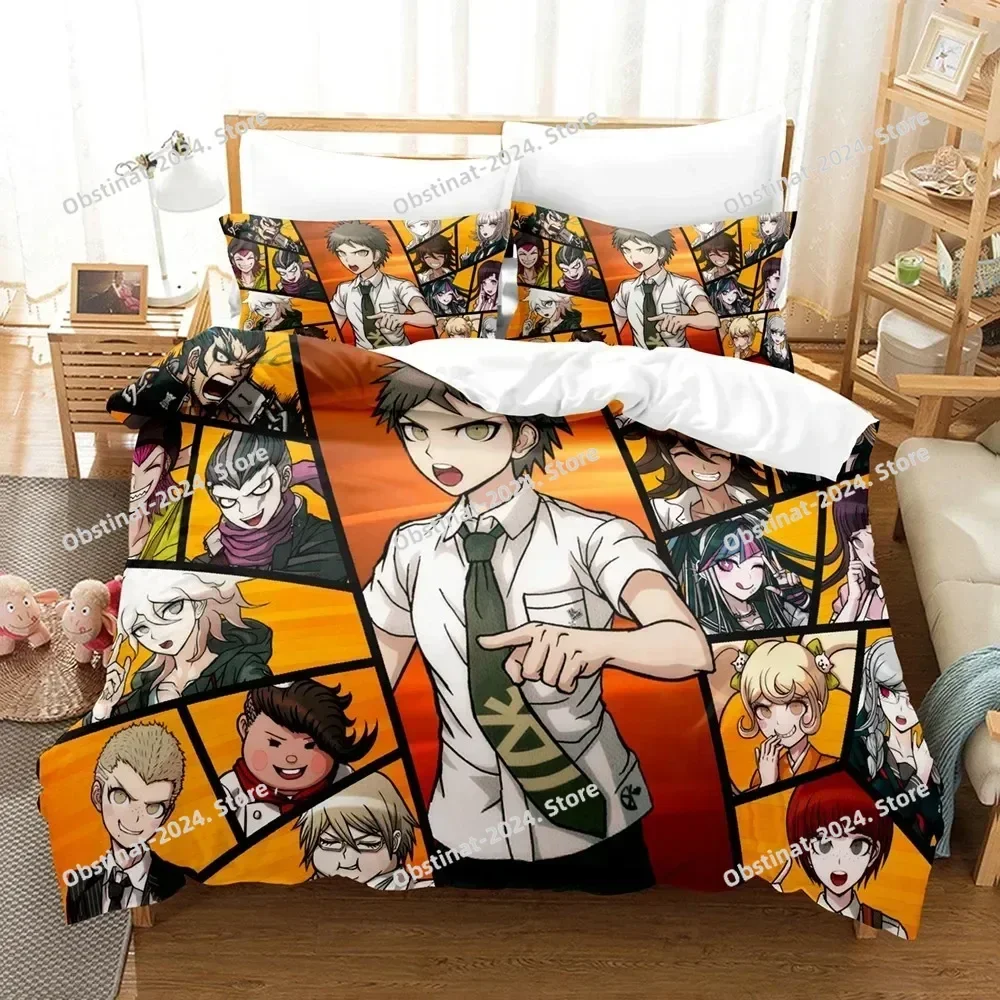 Fashion 3D Anime Game Danganronpa Bedding Set Printed With Pillowcase Bed Duvet Cover Soft Single Double Queen Super King Size