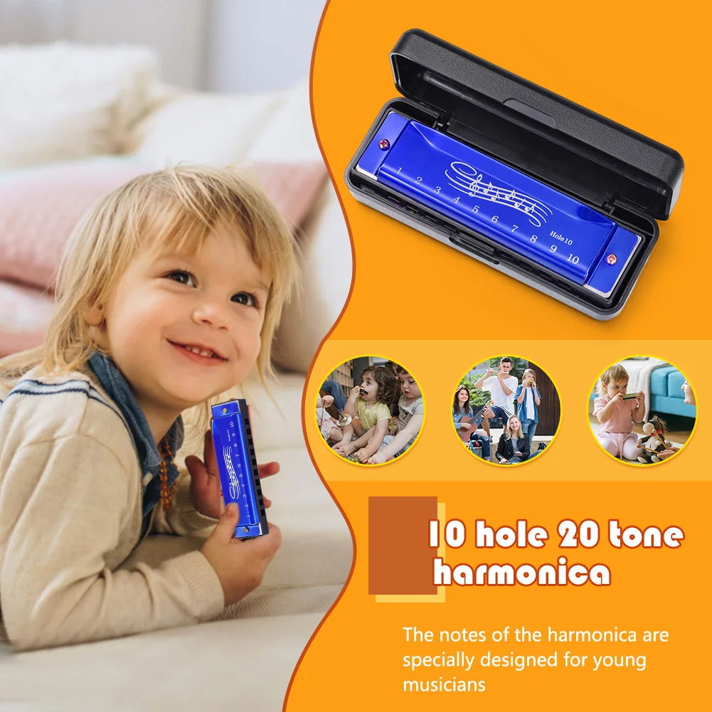 Gaita 10 buracos 20 tons gaita instrumento musical educacional precoce fácil aprendizagem com estojo para estudantes iniciantes