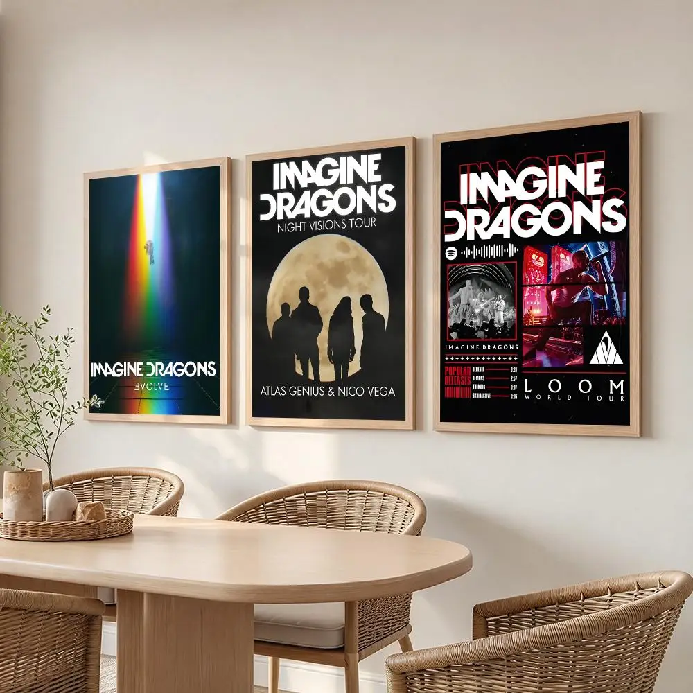 band Imagine Dragons Poster Poster HD Frameless Creamy Style Home Decor Wall Art for Living Room Bedroom Gift