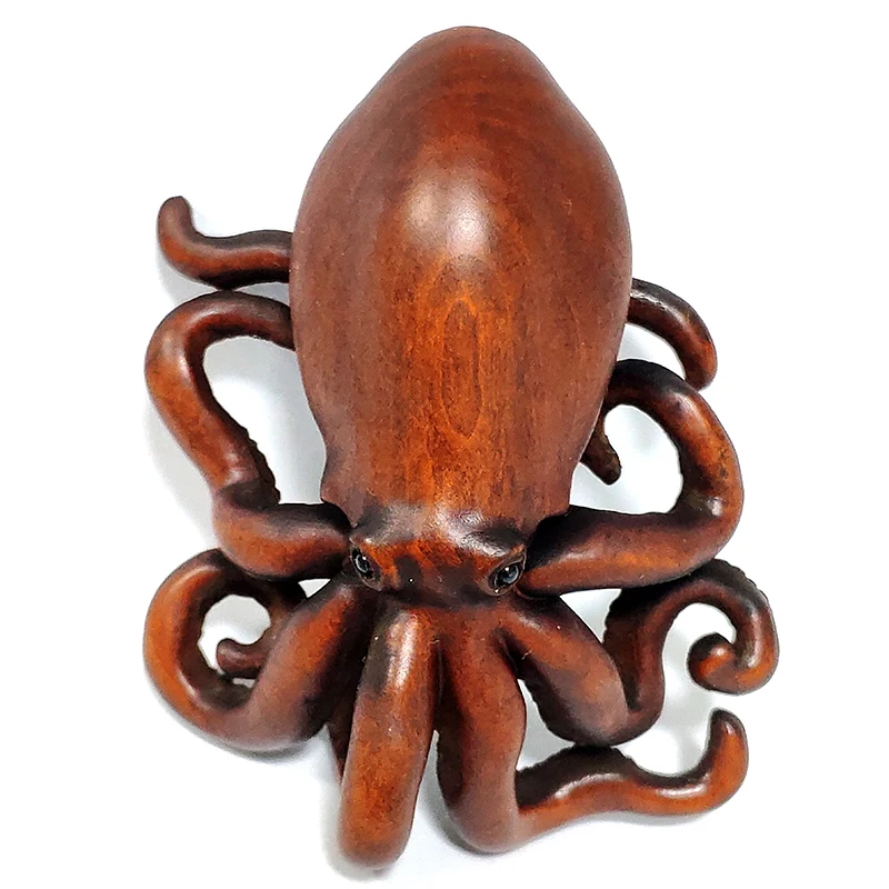 

ST018 - 2.2 x 0.7 x 2.7 " Boxwood Carving Figure Statue Netsuke - Octopus