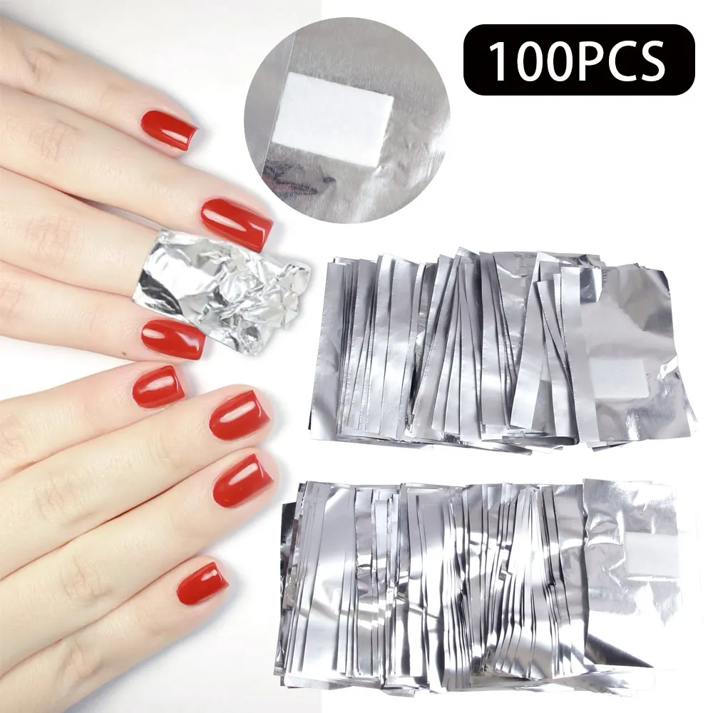 

50/100Pcs Aluminium Foil Remover Wraps Nail Art Soak Off Acrylic Gel Polish Remover Easy Cleaning Nail UV Gel Makeup Nails Tools