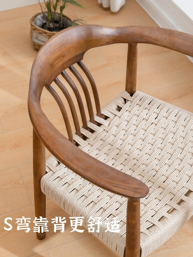 35Cm tea drinking rattan low chair back chair balcony casual solid woodshort short small