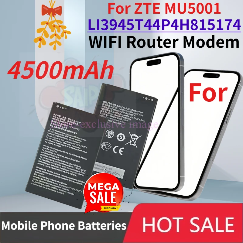 

4500mAh Rechargeable Mobile Phone Batteries for ZTE MU5001 LI3945T44P4H815174 WIFI Router Modem Rechargeable Li-ion Batteries