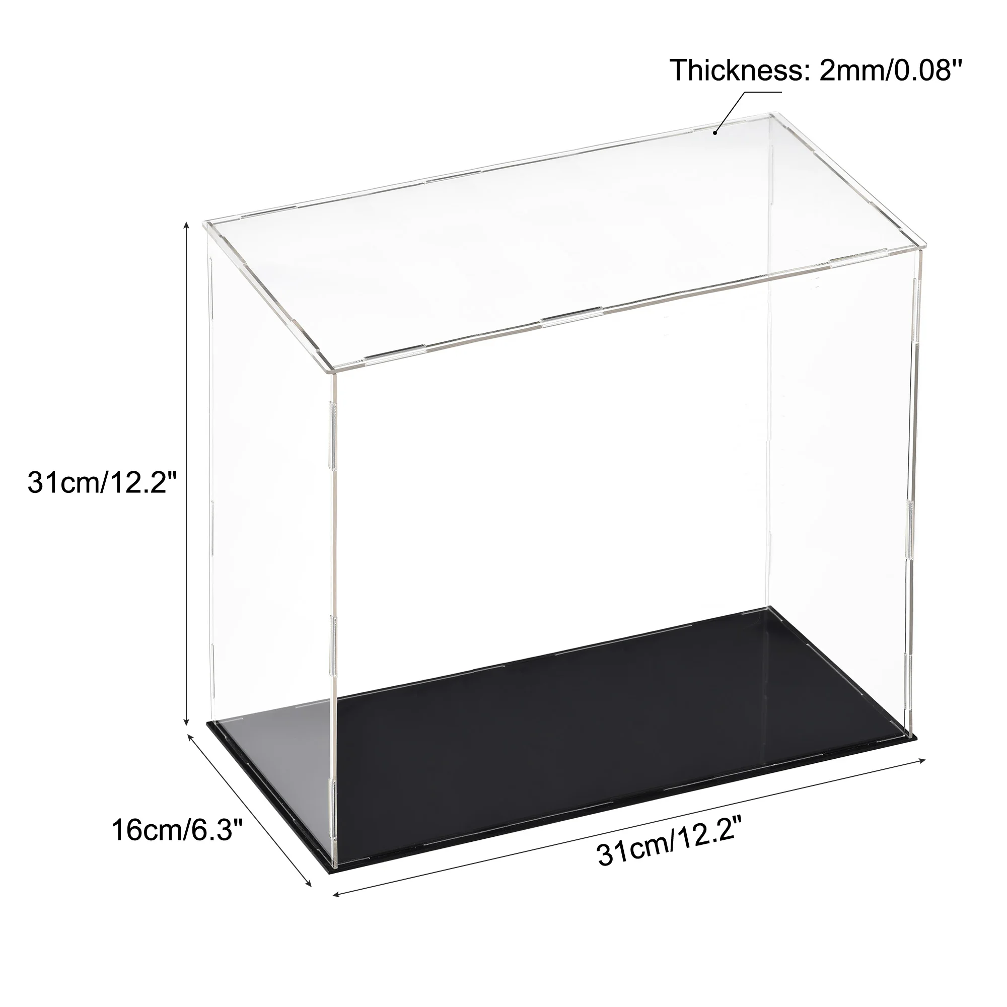 5 Size Acrylic Black Base Dustproof Clear Display Show Case Showcase Cube Collectibles Show Box for Model Toy Action Figures