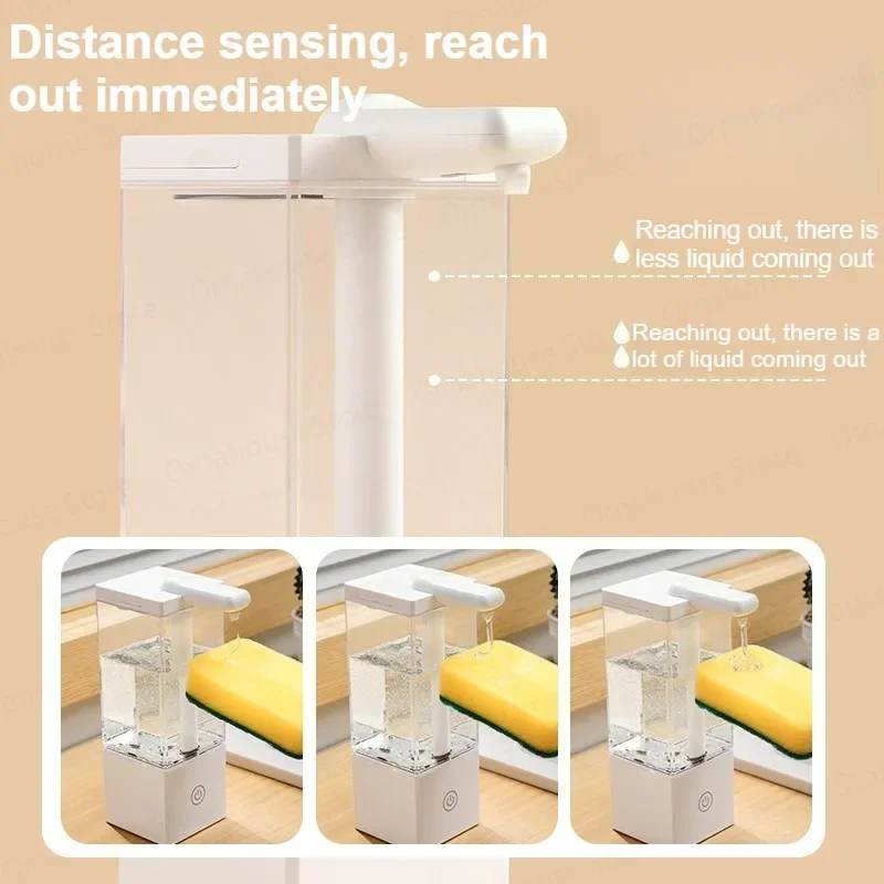 

490ml Automatic Sensor Soap Dispenser Rechargeable Hand Sanitizer for Kitchen Bathroom Shampoo Shower Gel Detergent - Touch-Free