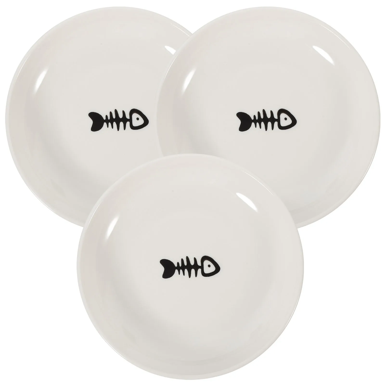 

3Pcs Cat Bowls Ceramic Nonslip Silicone Bottom Shallow Wide Round Cat Food Dishes Plates Feeder Pet Food Dish Flat Pet Bowls