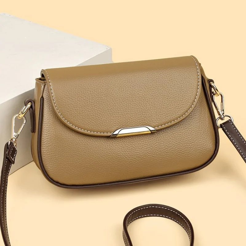 حقيبة كتف نسائية جلدية عصرية فاخرة أنيقة كلاسيكية مصممة باريس حقيبة ركاب عصرية يومية عتيقة ​