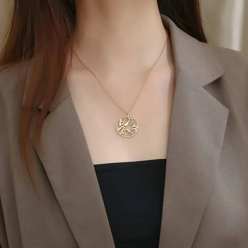 الفولاذ المقاوم للصدأ النساء حساسة ميكروبيوم البكتيريا علم الأحياء الأمعاء قلادة قلادة مجوهرات المعلم #6