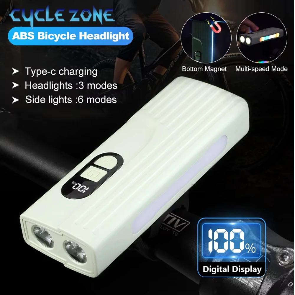 

Multi-light Source Bicycle Front Light Type-C Rechargeable Flashlight Digital Display Headlight for Night Riding Accessories