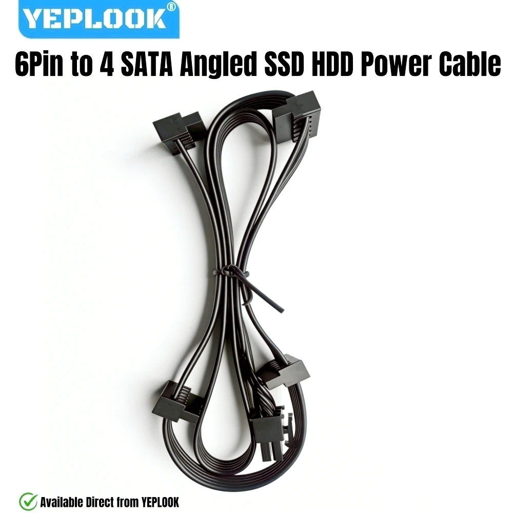 

YEPLOOK 6Pin to 4x SATA Angled, HDD SSD 4 SATA Power Cable for Corsair SF Type 4 Modular Powers, for SF750, SF600, SF450 Powers