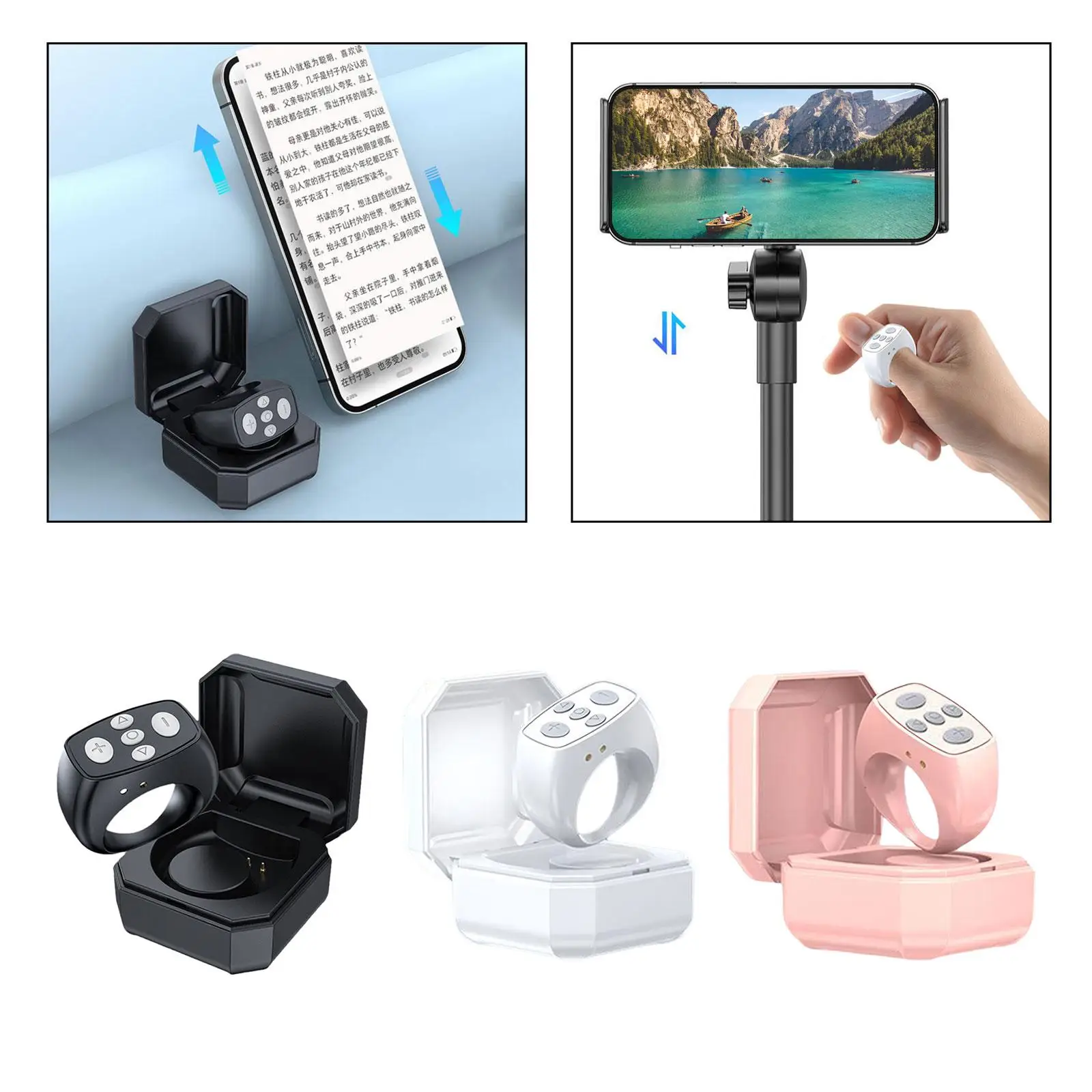 Remote Control Smart Ring Controller for Taking Photos Turning Pages Remote