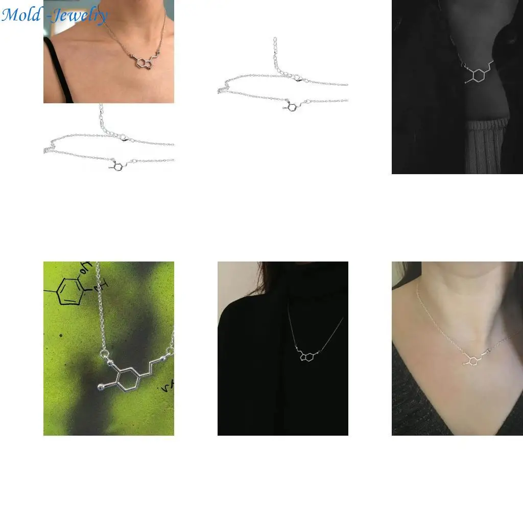 

69HB Dopamine Molecule Structure Necklace Formula Adjustable Clavicle Chain