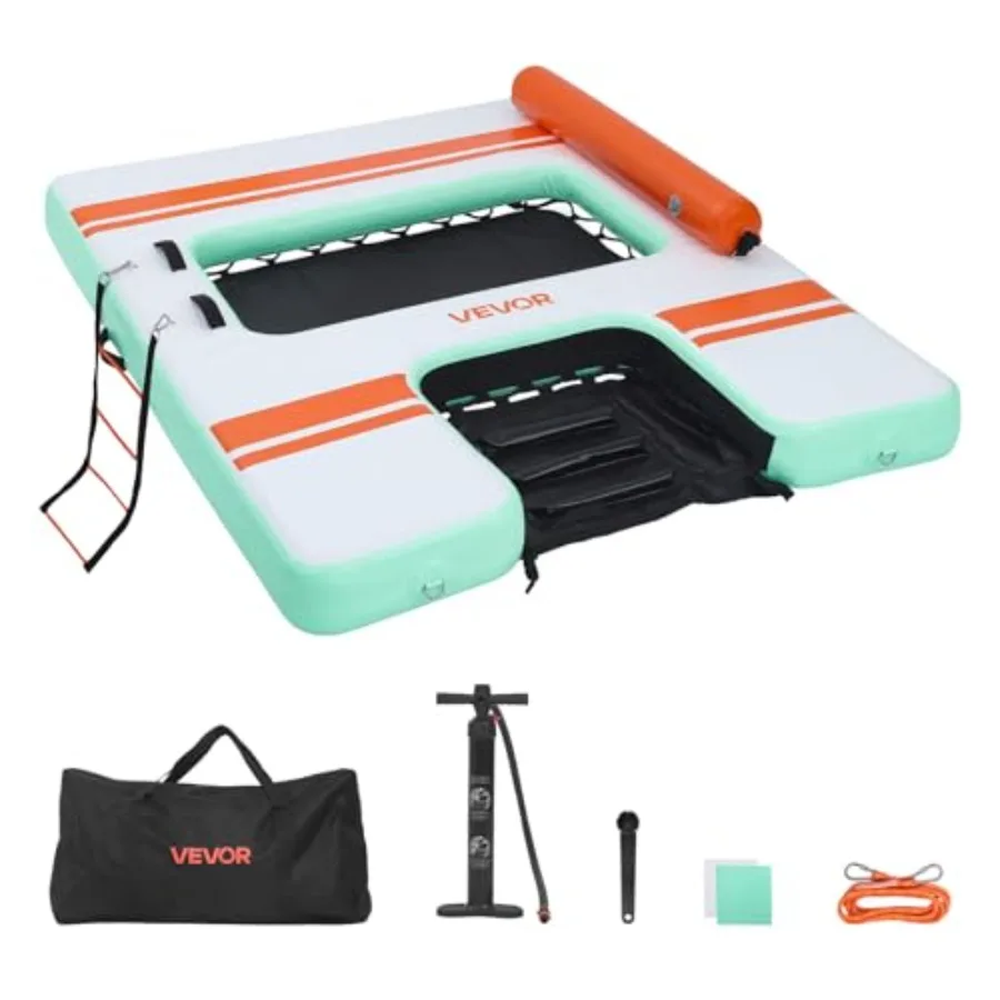 

Inflatable Floating Dock Inflatable Dock Platform Non-Slip Water Air Mat with Portable Carrying Bag and Detachable Ladder Float