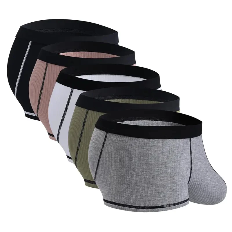 

2026 Mens Large Scrotal Pocket Underwear Flat Leg Pants Elastic Stretch Breathable Cooling Support Low Rise Trunk Boxer Briefs