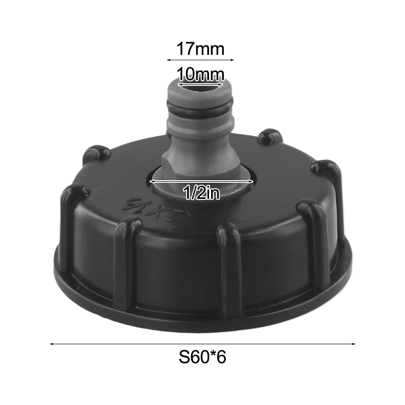 Plastic IBC Tank Adapter 60mm Coarse Thread Fitting For Water Containers 1000L With Threaded Cap Hole 2 Inch / 3/4 Inch Options