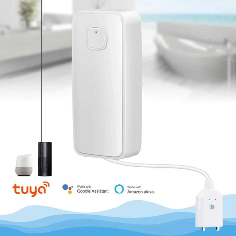 WiFi Tuya Water Leak Detector Flood Sensor Alarm Tank Leak Water Full Water Linkage Alarm 80DB Smart Life APP Remote Monitoring
