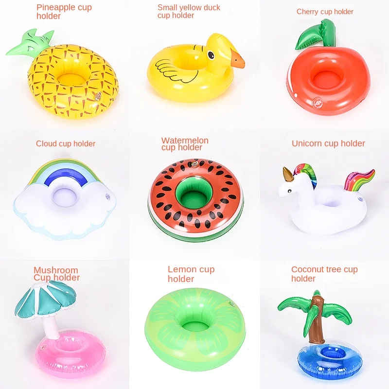 

PVC Inflatable Cup Holder Water Toy Flamingo Donut Unicorn Crab Summer Toys Floating Water Pad Swimming Pools for Family Adult