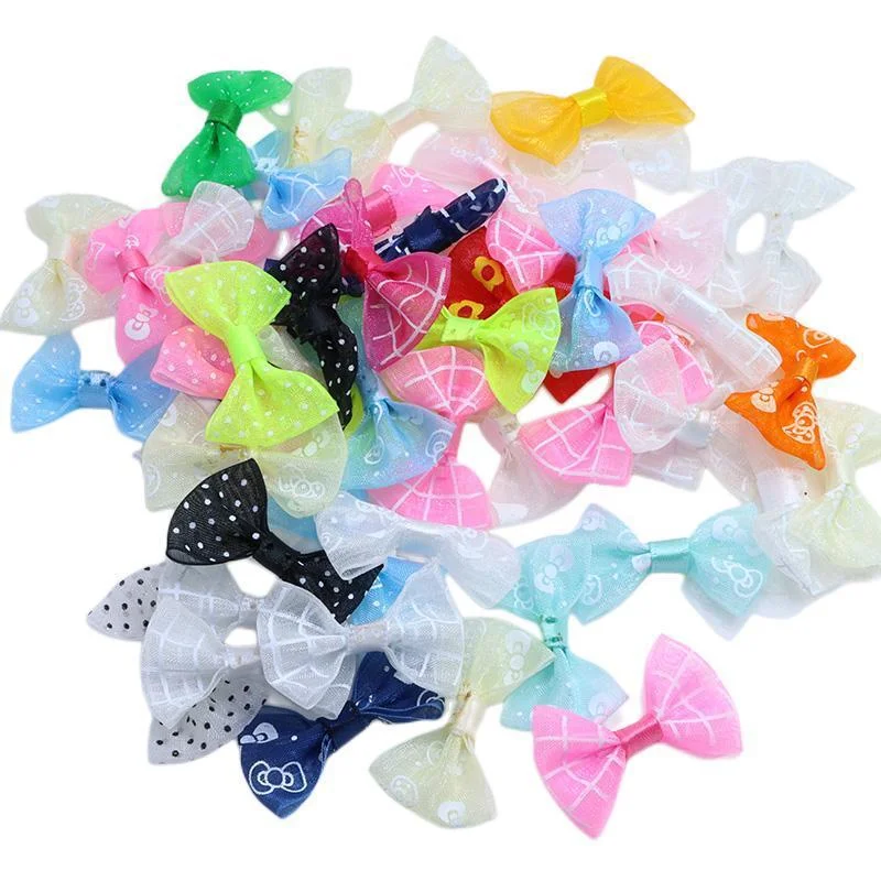 50 Pcs Approx 38mm Mini Small Organza Ribbon Bow Pet Bowknot Craft BOW DIY Bow Tie Wedding Decor Hair Accessories