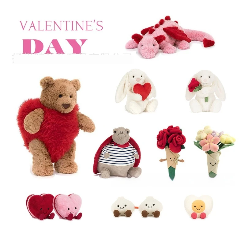 Valentine Day JC Plush Toys multiple styles Bunny Bear Hippo Flower Bouquet Stuffed Animals Couples Girlfriend Surprise Toy Gift
