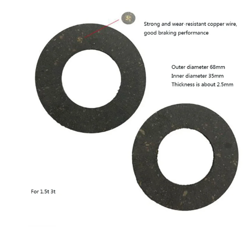 2PC Chain Hoist Accessories Friction Plate Lifting Gourd Brake Pads Strengthen Hoist Slip Ton Brake Pads